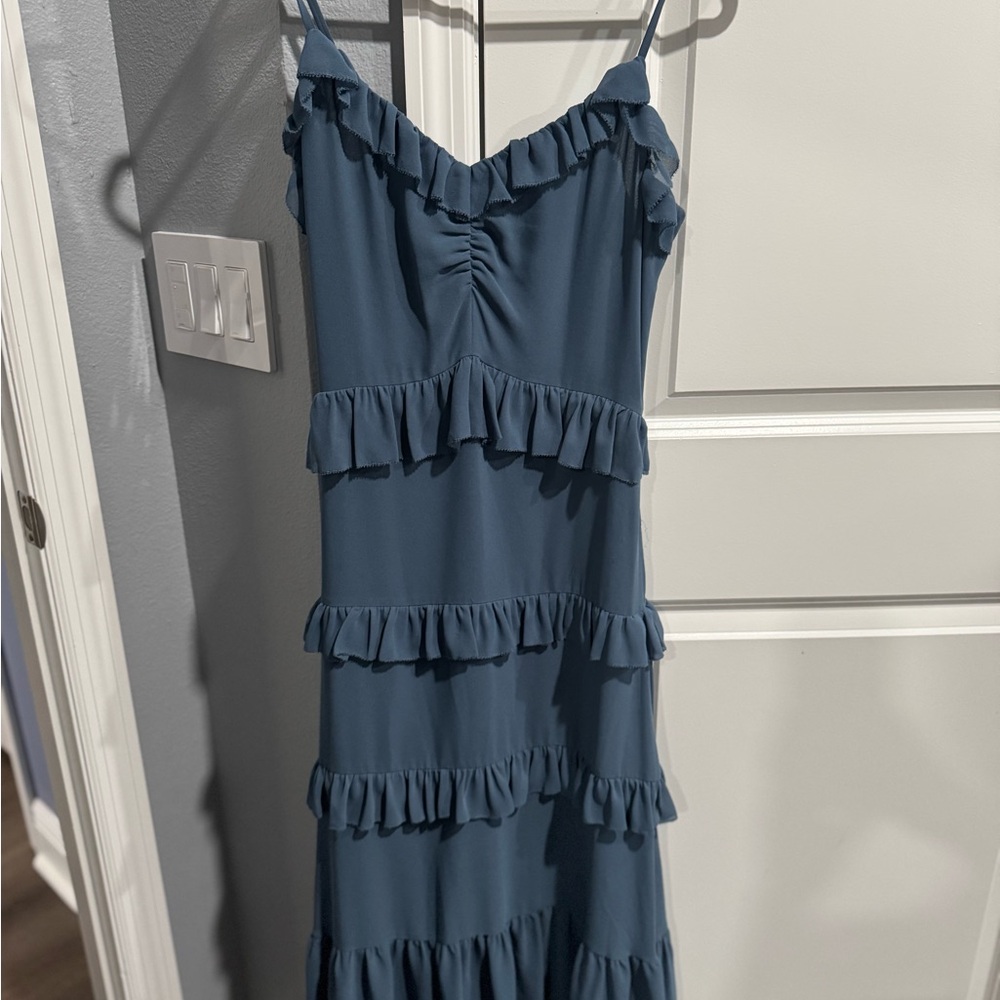 Michael Kors Blue Ruffled Maxi Dress